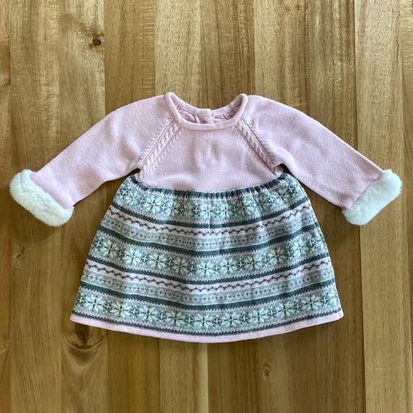 Janie and Jack Other - Janie and Jack Layette Sweater Dress with Faux Fur, size 3-6M